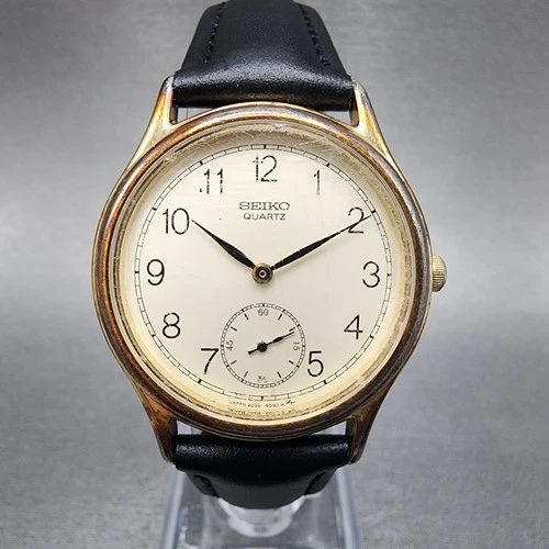 Seiko Watch Men 31mm White Dial Gold Tone Round 2g28-6030 New Battery