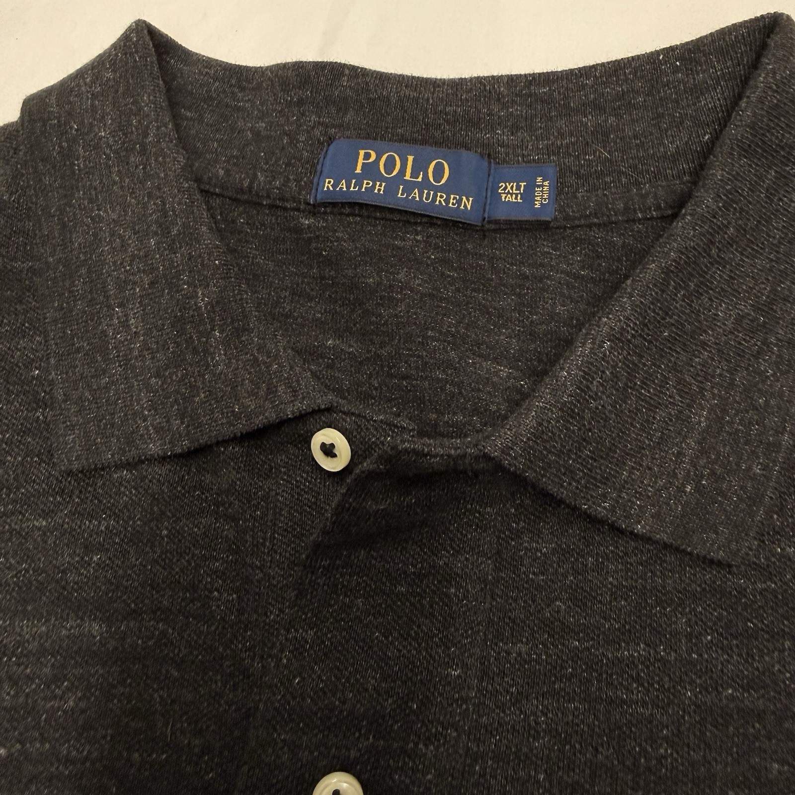 Ralph Lauren Polo Long Sleeve Mens Tall 2XLT Dark Gray Red Pony Cotton Golf thumbnail 3