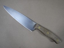 Vintage Chicago Cutlery Chef's Knife 7 1/2 inch 3 Rivet USA made Walnut Handles
