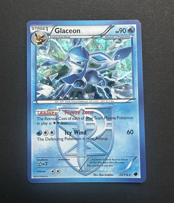 Glaceon - 23/116 - Plasma Freeze Cracked Ice Holo Pokemon Card- MP-