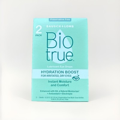 3X Twin Biotrue Hydration Boost Drops Preservative Free .33 FL OZ (10mL) EXP8/27