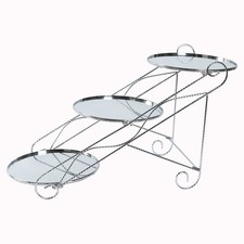 3-Tier 16"x19" Silver Cascading Design with Round Mirror Trays Metal Cake Stand