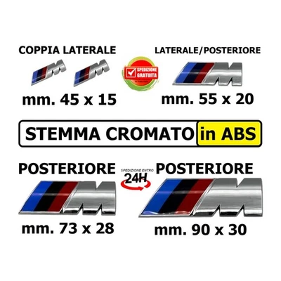 Stemma Logo M Sport Cromato compatibile BMW fregio adesivo ABS emblema auto