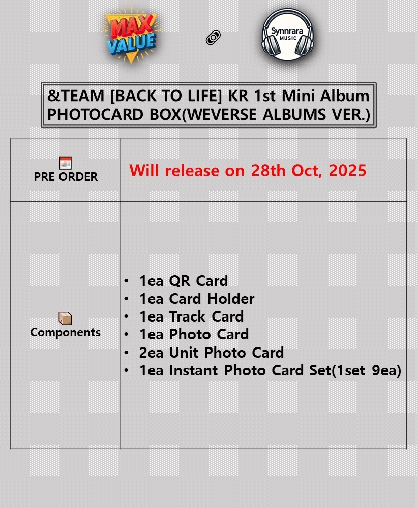 &TEAM BACK TO LIFE KR 1st Mini Album PHOTO CARD BOX(WEVERSE Ver
