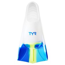 TYR Stryker Silicone Swim Fins Pair of 1 Medium, Blue/Yellow/Clear