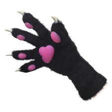 Fursuit Cosplay Paw Gloves with Pink Pads Luminous ver, kig paws, White Plush...