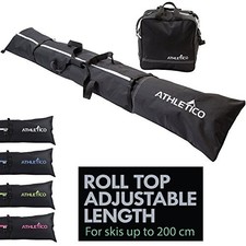 Ski Bag and Ski Boot Bag Combo - Ski Bags for Air Travel Black with White Trim