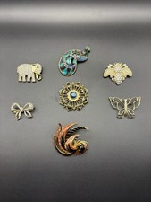 Vintage Brooch Lot Avon Orena Rhinestone Enam...