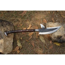 Custom Handmade Carbon Steel Blade Longhl Handed Machete Axe Hunting Axe Camping