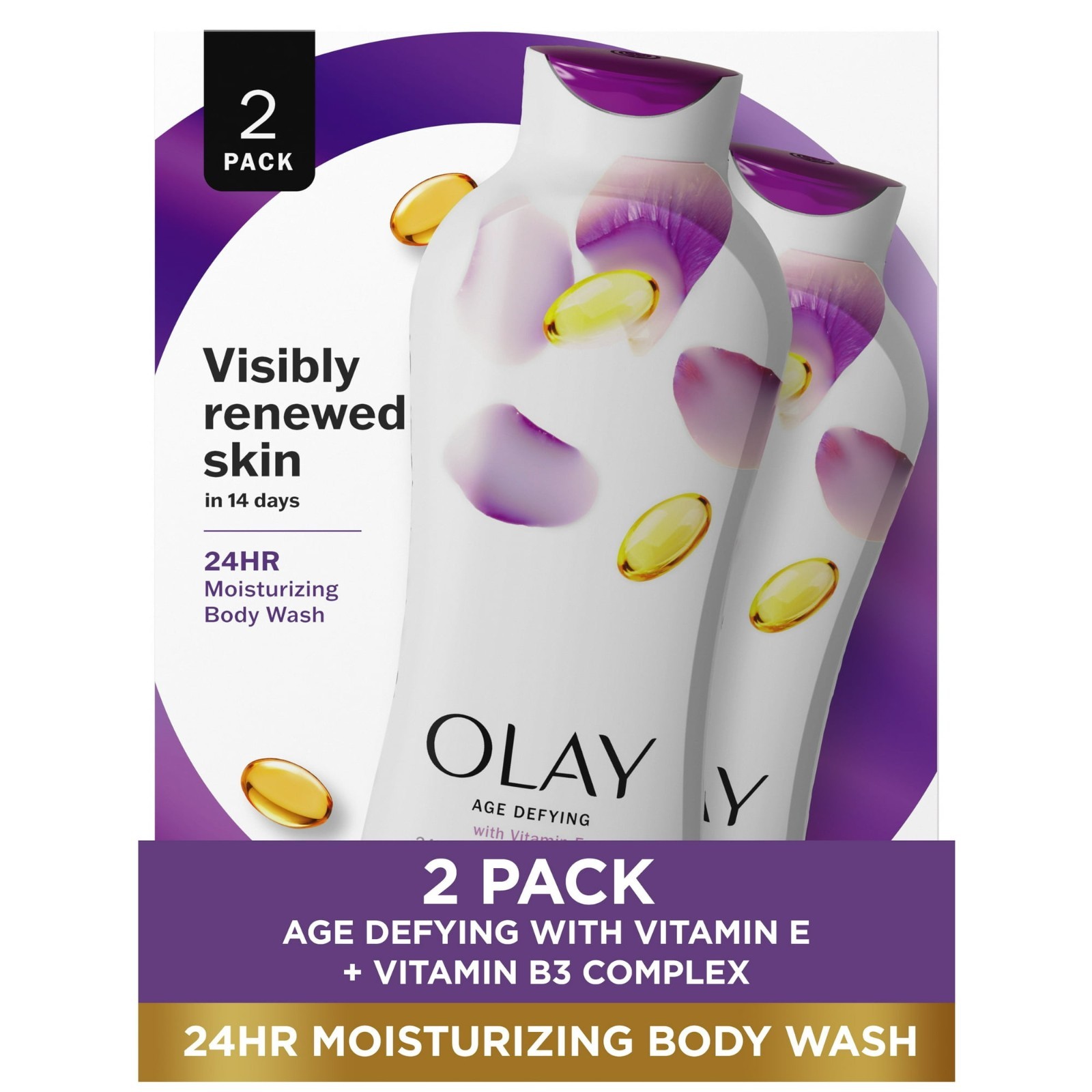 Olay Age Defying Body Wash for Women, Vitamin E | 22 fl oz. each | 2 Pack