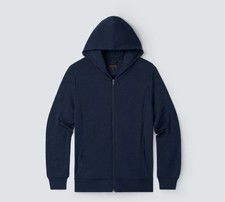 Unbound Merino Men's Navy Solid Knit Full-Zip Hoodie