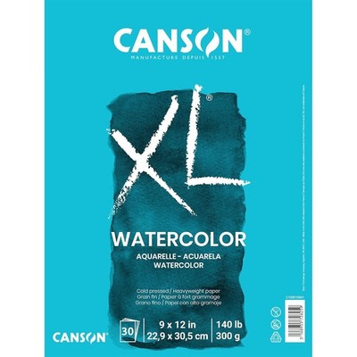 Canson XL Series Watercolor Pad 30 Sheets Heavyweight White Paper Foldover