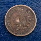 1864 Indian Head Cent, F Details, Countermarked, Civil War Penny A209