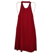 Quince Women Lightweight Crepe Halter Mini Dress Ruby Red M