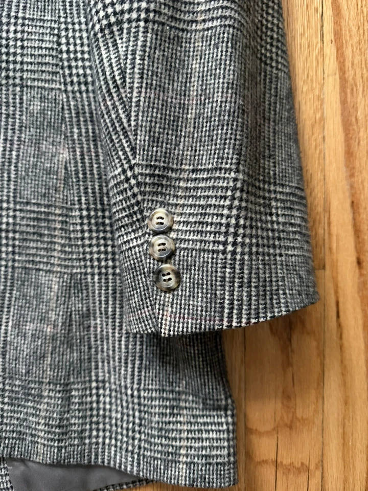 Vtg Brooks Brothers Camelhair Blazer Jacket Mens 40R Glen Plaid  - Image 4 of 4
