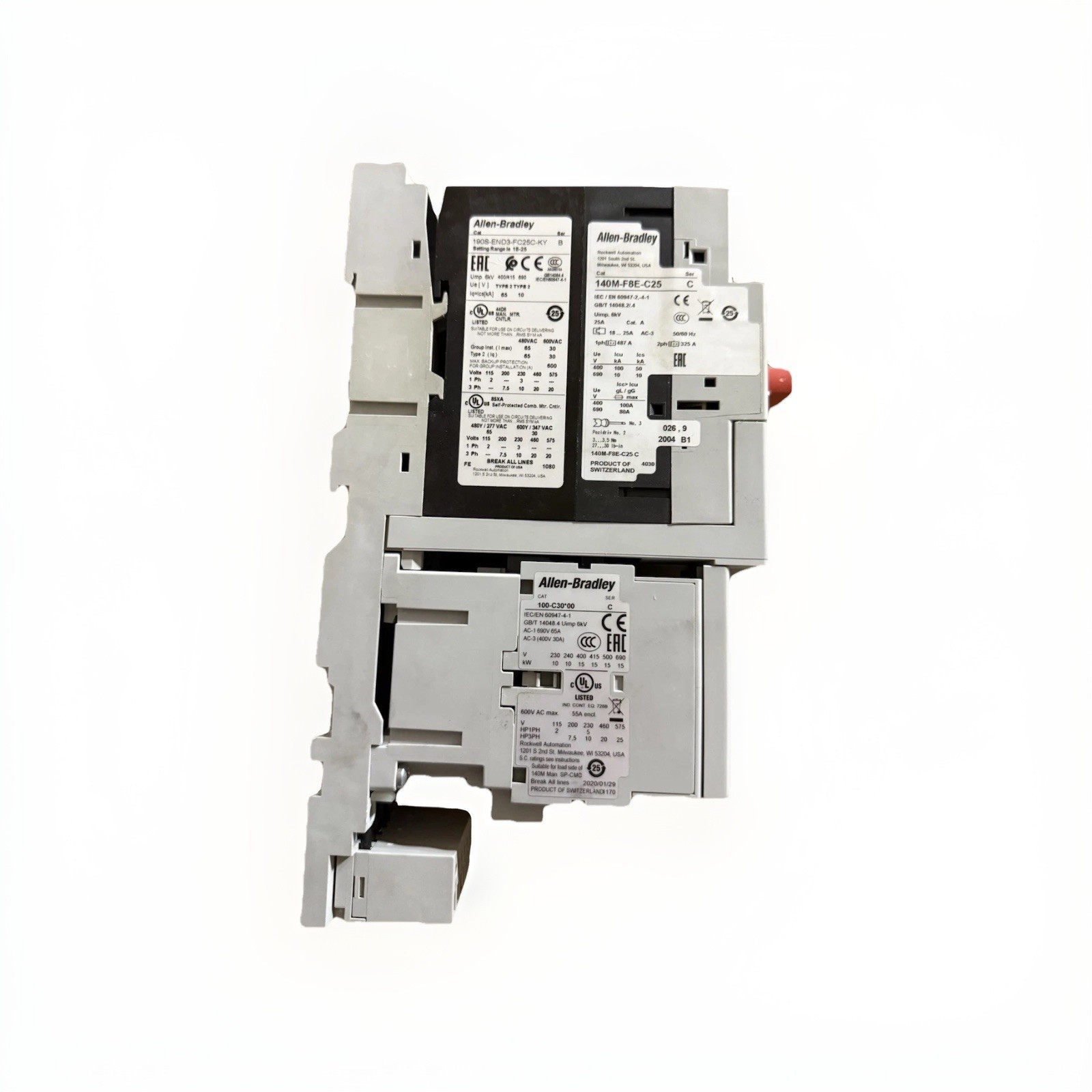 Allen-Bradley 190S-END3-FC25C-KY Motor Starter 100-C30 Contactor 140M-F8E-C25
