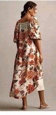 Farm Rio Anthropologie Long Tunic Top Duster Shirt Dress Leopard Floral S NWT
