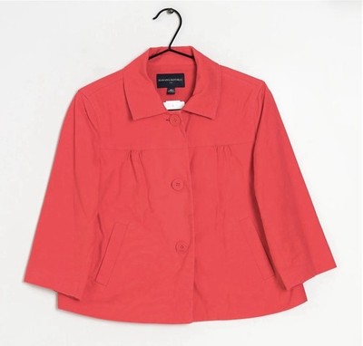 Banana Republic Cropped Blazer Jacket Womens M Pink Slightly Flared 3/4 Sleeve