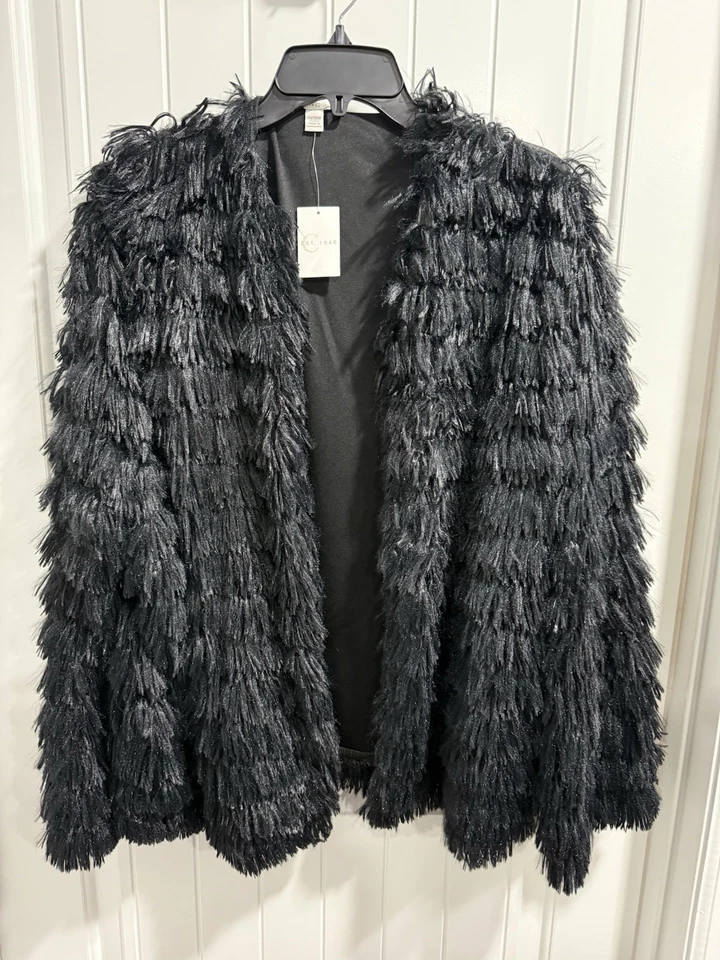 EST 1946 CATO synthetic Black Faux Fur Fuzzy Jacket 18/20W NWT.