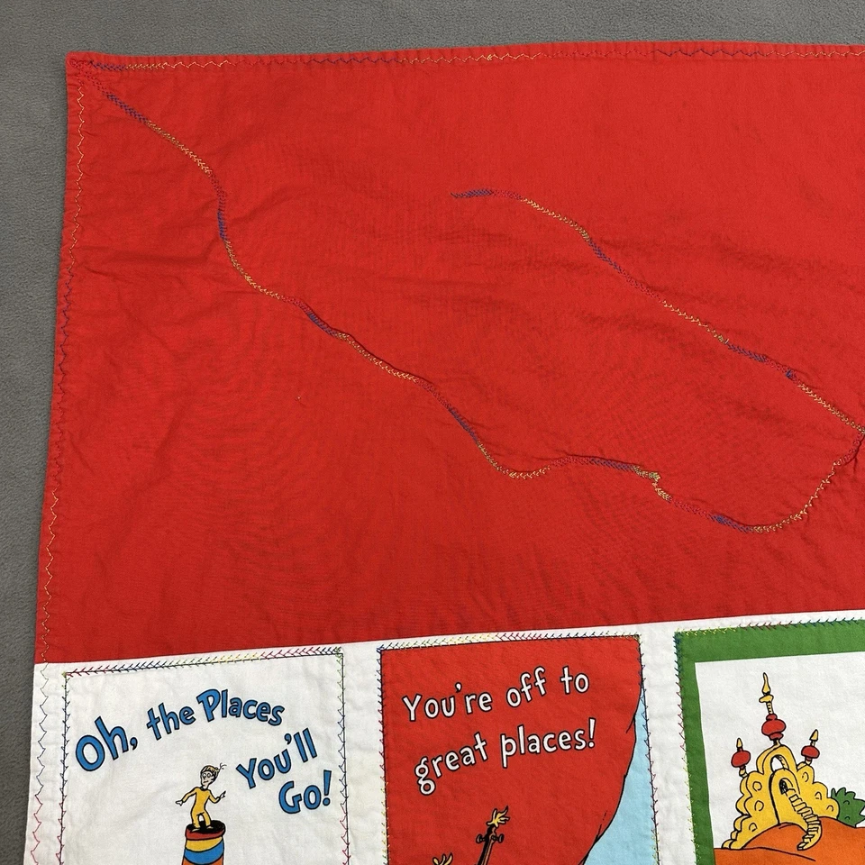 Handcrafted Dr Seuss Oh the Places You’ll Go Toddler Quilt Lap Blanket 54”x39” - Image 4 of 4