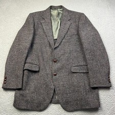 VTG Harris Tweed Sport Coat Mens 44 Regular Gray Houndstooth Scottish Blazer