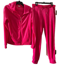 Juicy Couture Velour Tracksuit Hot Pink Pants Size M  Hoodie Size L