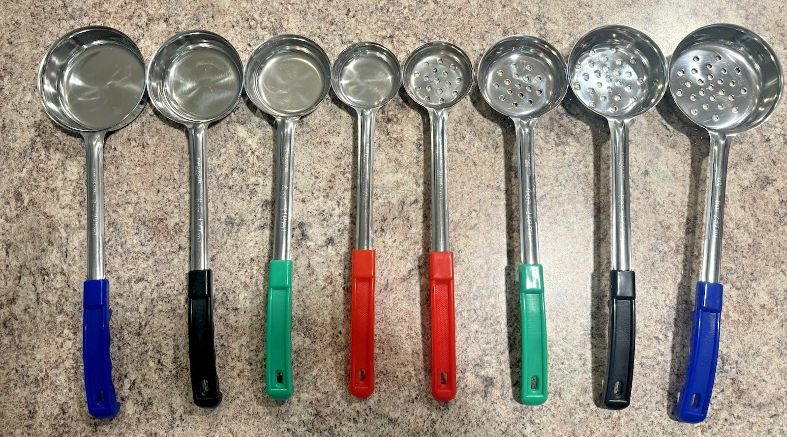 8pc Stainless Steel Serving Draining Portion Spoons Made In India