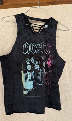 AC/DC Shirt Women M Black Highway To Hell Sleeveless Cut Sleeve Rock n Roll