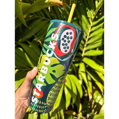 Starbucks Hawaii Tropical Fruit Leaves Stainless Steel Cold Cup Venti Tumbler