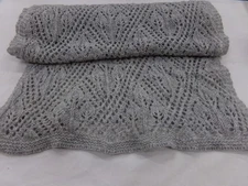 Varma Icelandic Wool Knit Scarf Soft Lacy Heather Gray Warm 16" x 68"