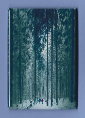 WINTER LANDSCAPE *2X3 FRIDGE MAGNET* SNOW COLD ICE SEASON SNUGGLE SCARF FIRE HAT