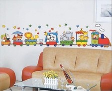 Wandtattoo Wand Sticker Aufkleber Zug   Tiere Train   ZOO  Kinderzimmer NEU