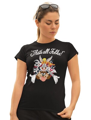 Looney Tunes All Stars That's All Folks Cartoon offizielles Damen T-Shirt