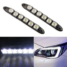 2pcs 6 Led Flexible Strip Car Drl Daytime Running Light Driving Fog Day Lamp