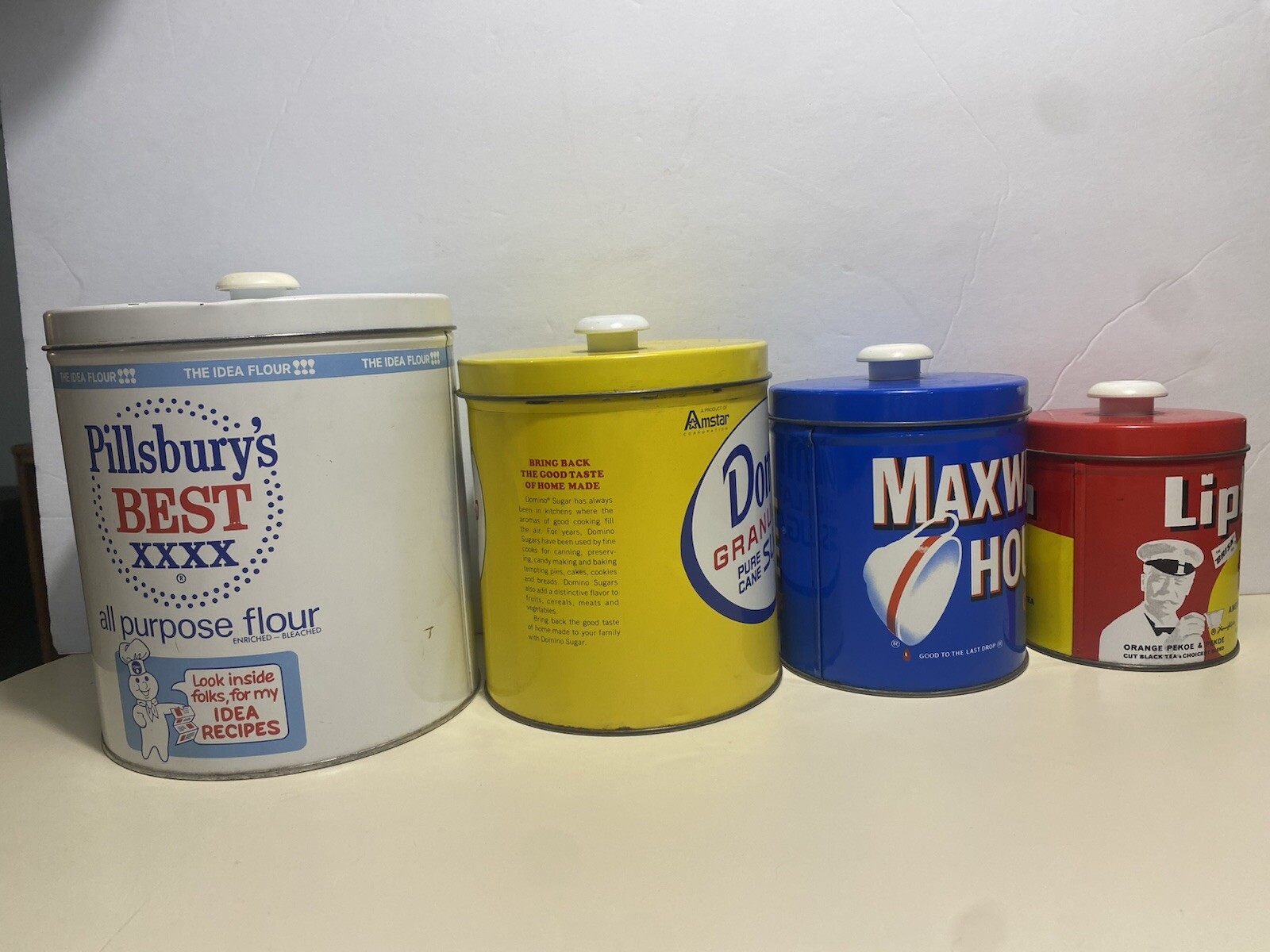 J L Clark Rockford Il USA Vintage Nesting Advertising Canisters Tins Pillsbury 