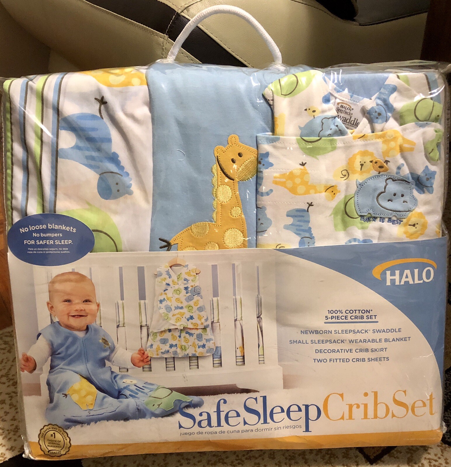 Halo Safe Sleep 5-5 Piece Crib Set Blue