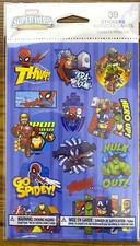 Marvel Super Hero Stickers Spiderman Hulk new sealed free ship 3 sheets