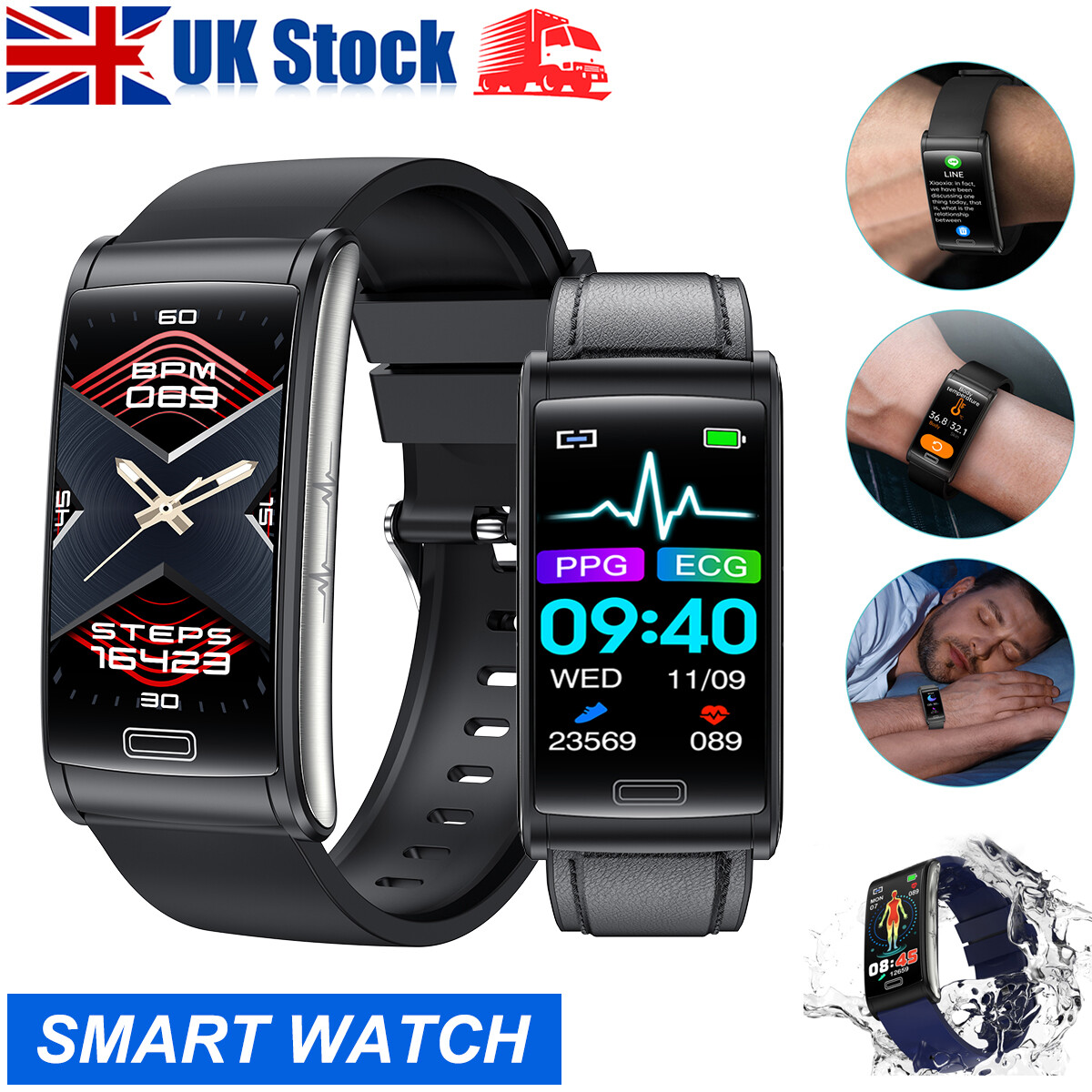 Smart Bracelet Fitness Tracker Ecg E600 ECG PPG Smart Watch Heart