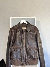 A-2 Aeronautica Militare Frecce Tricolori Pilot Army Brown Leather Jacket Size46