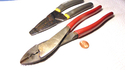 2 KLEIN TOOLS Pliers USA 1009 Long Nose Crimping / Stripping 1005 Crimp Tool 9.5