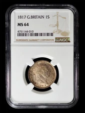 NGC MS64 1817 Great Britain King George III Silver 1 Shilling