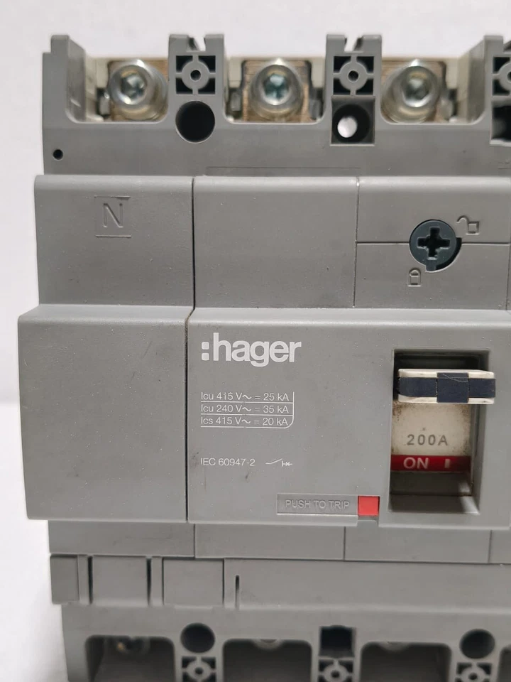 INTERRUPTOR DE CIRCUITO DE CAJA MOLDEADA HAGER H3 X250 200 AMP 4 POLOS GRATIS RÁPIDO Foto 3 de 4