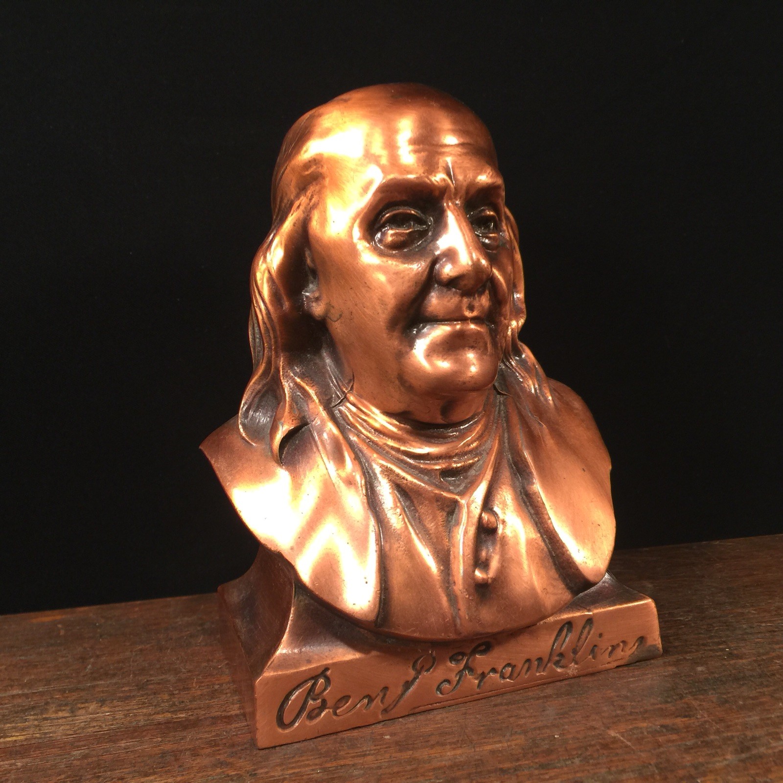 Vintage Coin Bank Metal USA Ben Franklin Benjamin Freemason PRIORITY
