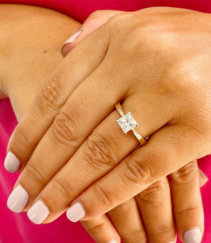 14K SOLID YELLOW GOLD PRINCESS SIMULATED DIAMOND ENGAGEMENT RING SOLITAIRE 1.20 - Bild 3 von 12