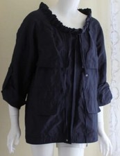 Etcetera Sz 6 Midnight Purple Blue Woven Art Metallic 3/4 Long Jacket S M