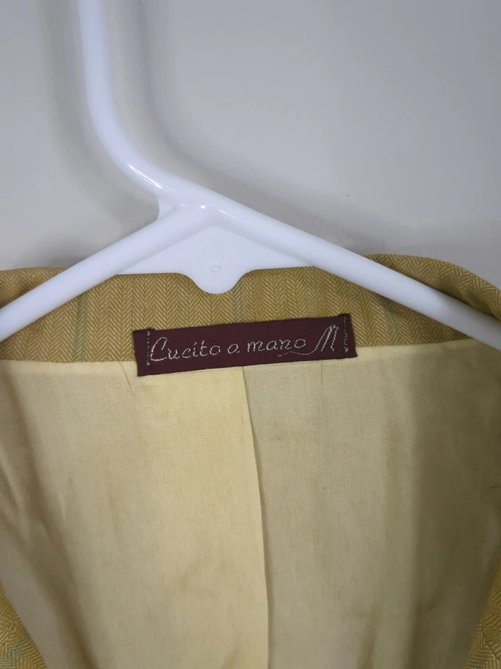 Sartoria Partenopea Napoli Blazer Men's 42R Yellow Plaid Wool Single Breasted - Image 2 of 4