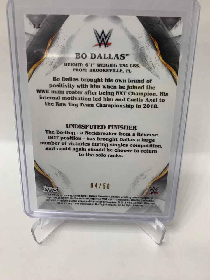2019 TOPPS WWE UNDISPUTED GREEN /50 BO DALLAS #12 - Image 3 of 3