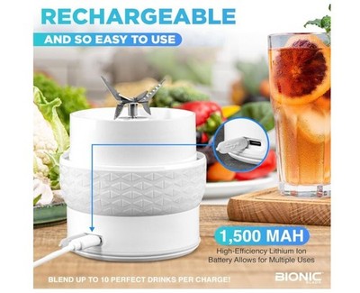 Bionic Blade Portable Blender 16.5-oz with Extra Shaker and Lid, Cordless