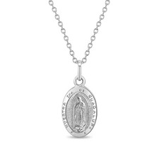 Our Lady of Guadalupe Oval Toddler / Kids Necklace Religious - Sterling Silver