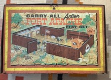 Vintage 1968 Marx Tin Litho Fort Apache Carry All Action Playset 4685 LOOK AS IS